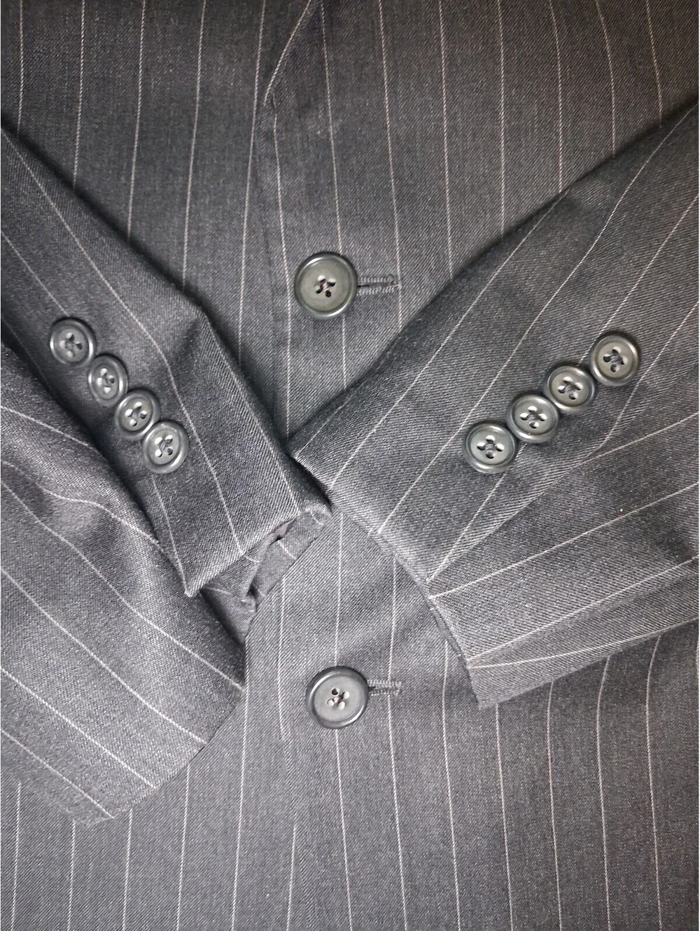 Jack Victor 2 Piece Suit Mens 48XL 38x32 Gray Striped Wool